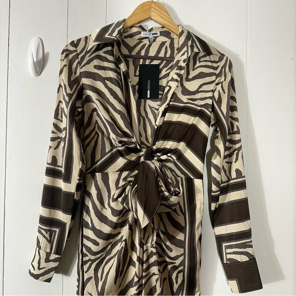 NEW Fashion Nova St. Tropez Animal Jumpsuit- Brown Combo Size XS - Picture 10 of 13